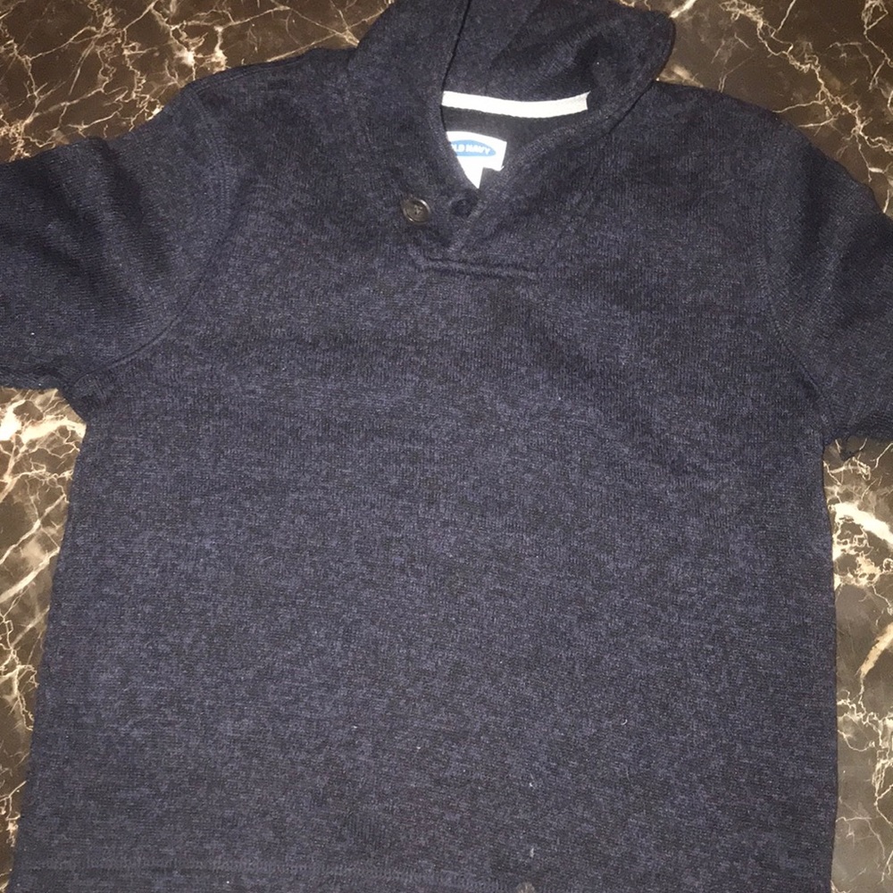 Boys cowl neck blue sweater with one button